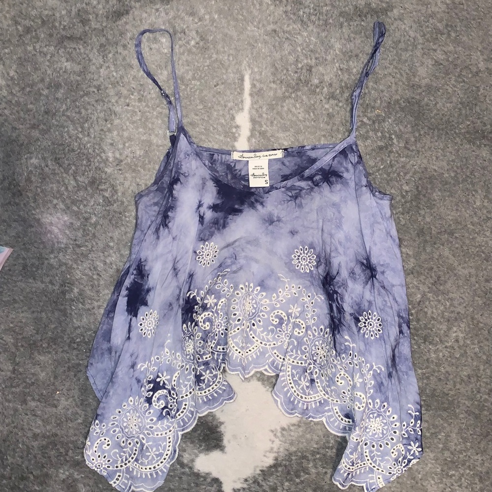 Blue tie dye tank top
